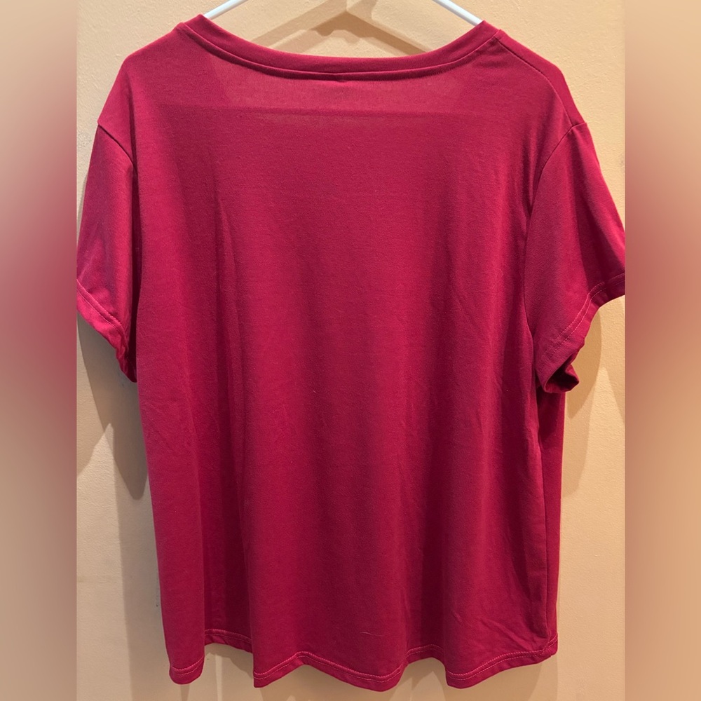 Time for Wine V Neck Red T Shirt Size 2XL - Picture 6 of 6